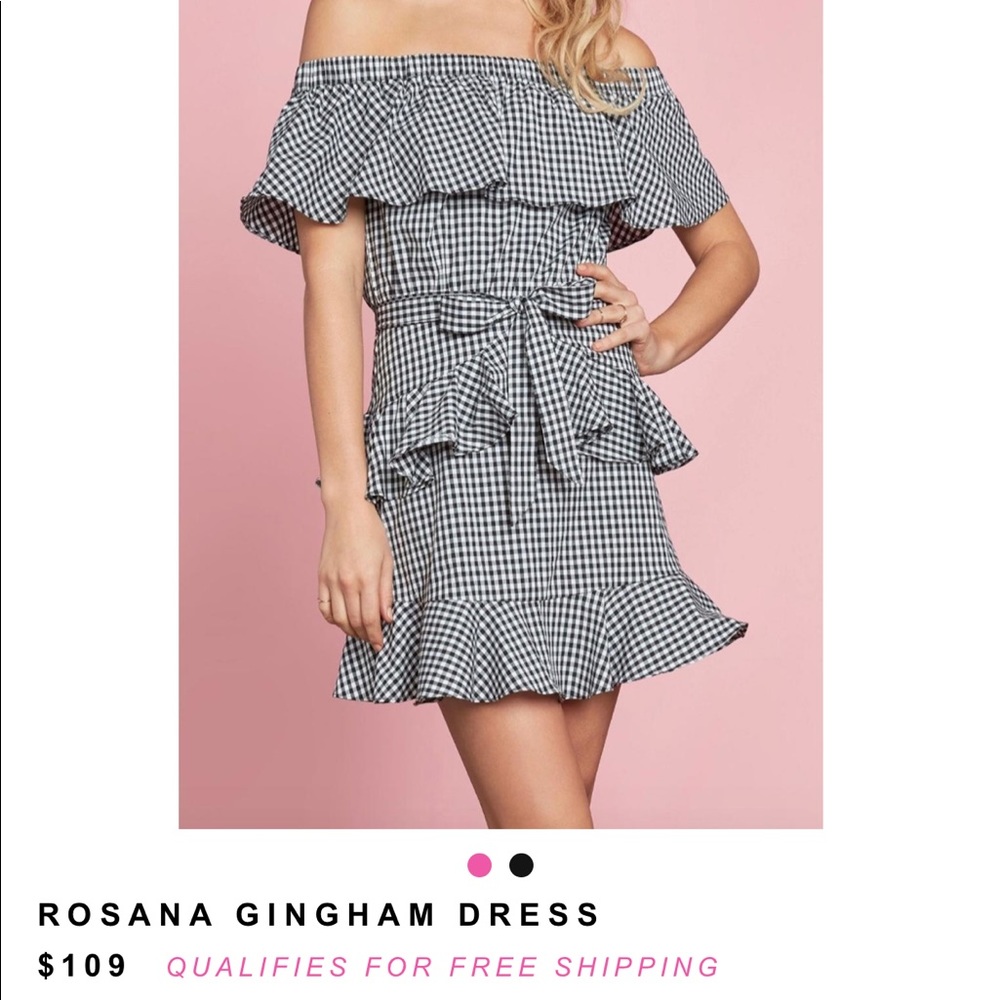 Gingham Print Off The Shoulder Dress